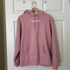 Glossier pink hoodie sweatshirt